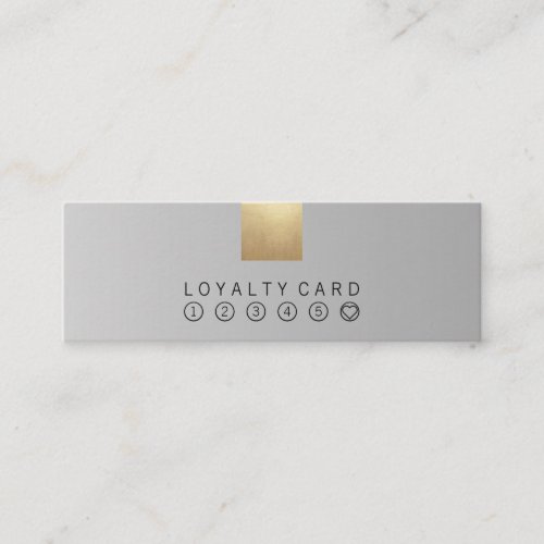 Elegant Modern Pastel Grey Gradient Gold Loyalty Mini Business Card