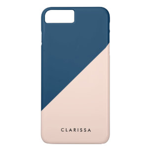 elegant modern pastel peach navy blue color block iPhone 8 plus/7 plus case