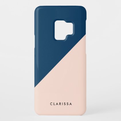 elegant modern pastel peach navy blue color block Case-Mate samsung galaxy s9 case