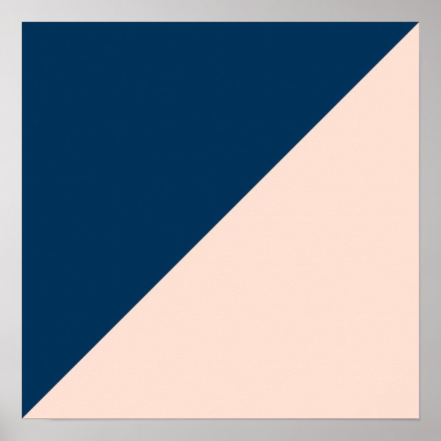 elegant modern pastel peach navy blue color block poster (Front)
