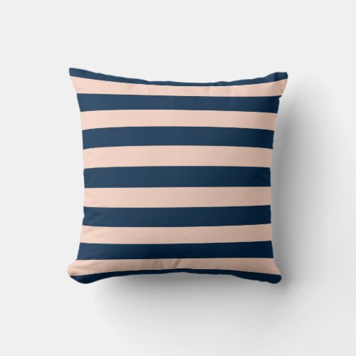 elegant modern pastel peach navy blue stripes throw pillow