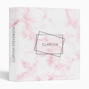 elegant modern pastel pink and white faux marble binder