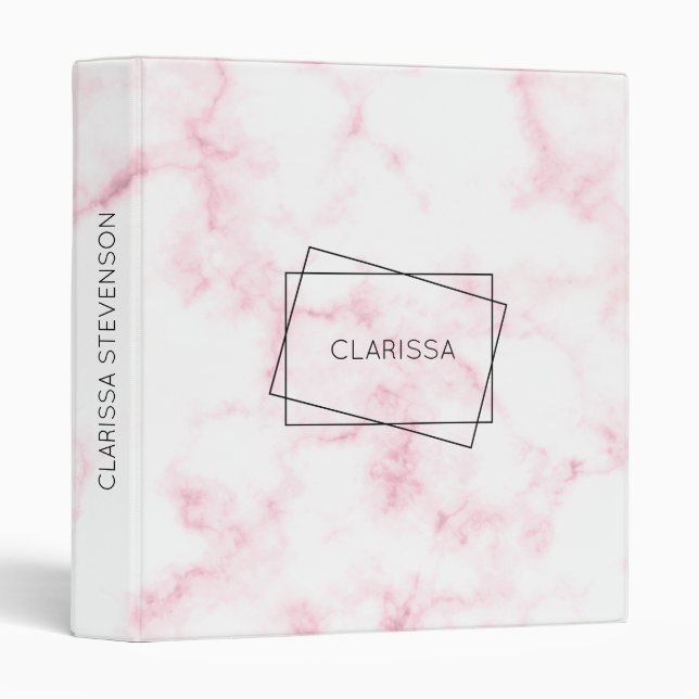 elegant modern pastel pink and white faux marble binder (Front/Spine)
