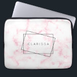 elegant modern pastel pink and white faux marble laptop sleeve<br><div class="desc">Stylish and chick white and pink faux marble design.</div>