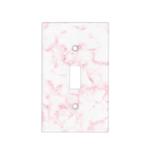elegant modern pastel pink and white faux marble light switch cover