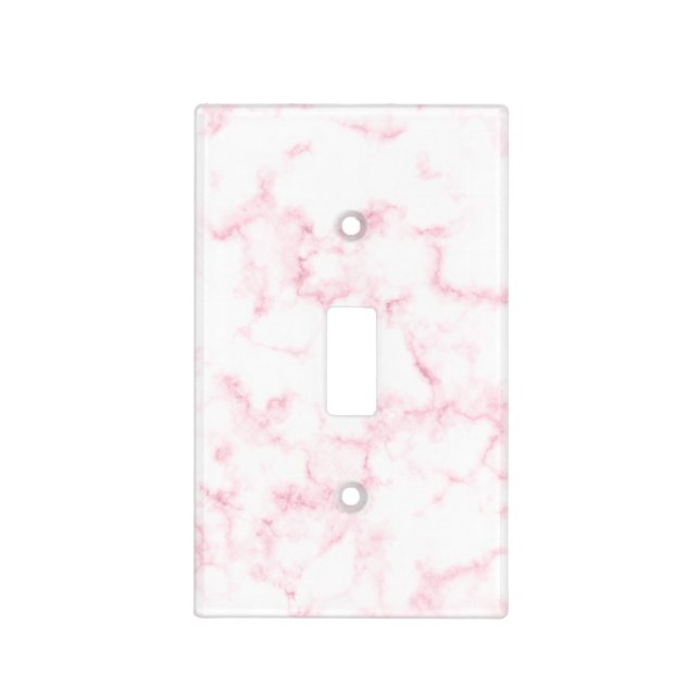 elegant modern pastel pink and white faux marble light switch cover (Front)