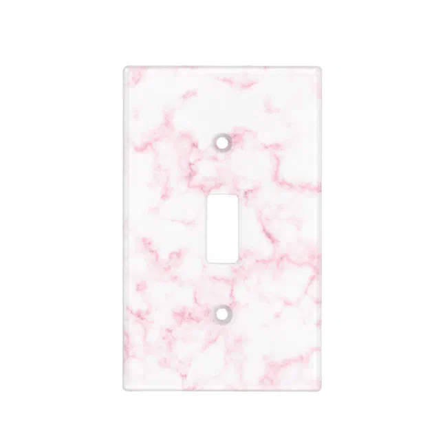elegant modern pastel pink and white faux marble light switch cover ...