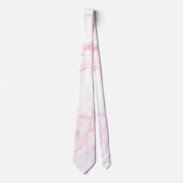 elegant modern pastel pink and white faux marble neck tie (Front)