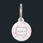 elegant modern pastel pink and white faux marble pet tag<br><div class="desc">Stylish and chick white and pink faux marble design.</div>