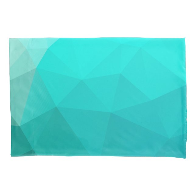 Elegant Modern Pastel Teal Geometric Polygons | Pillow Case (Front-Left)