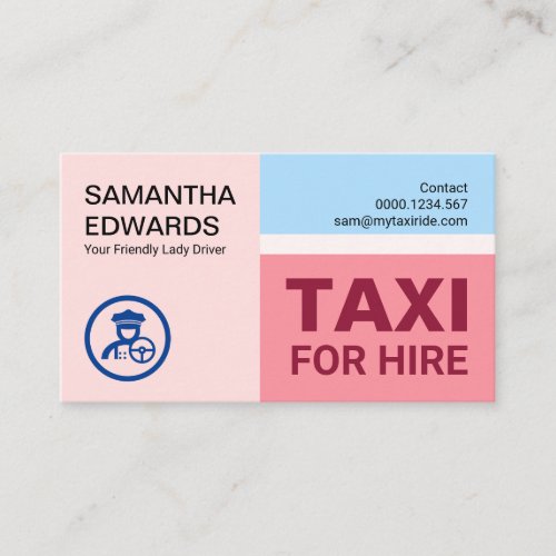 Elegant Modern Pastels Woman Taxi Driver Business Card