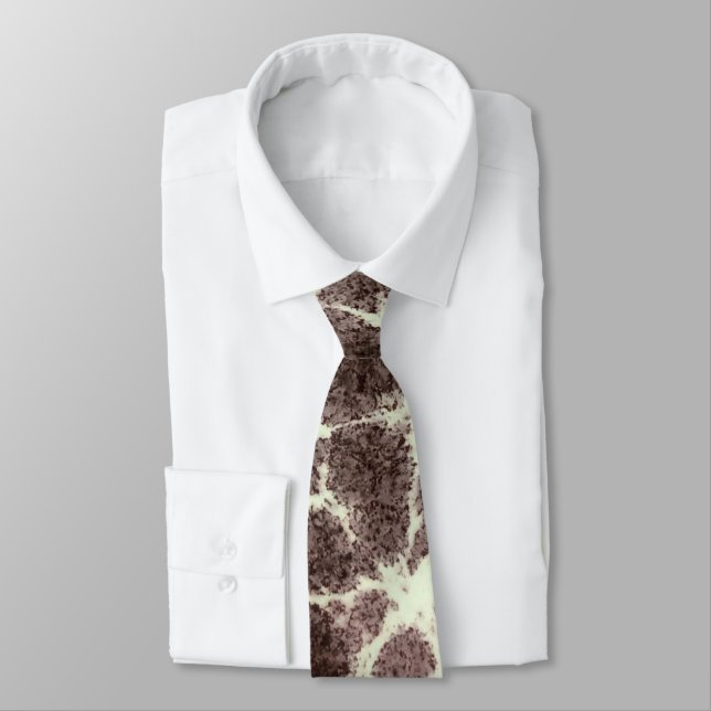 Elegant Modern Pattern Gemstone Tortoise Giraffe Neck Tie (Tied)