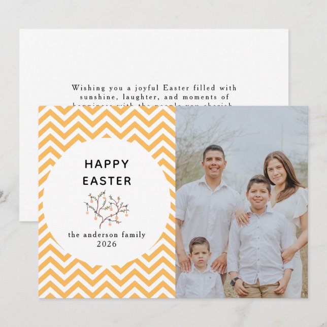Elegant Modern  Pattern  Happy Easter Photo Holiday Card (Front/Back)