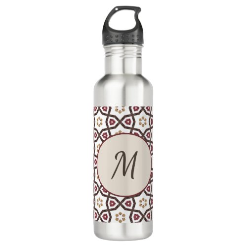 Elegant Modern Pattern Monogram Initial Custom Stainless Steel Water Bottle