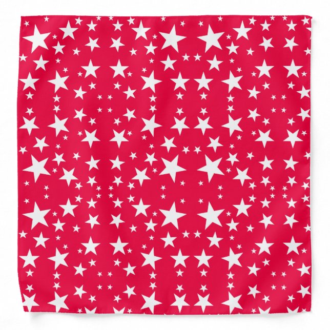 Elegant Modern Pattern White Stars Red Template Bandana (Front)
