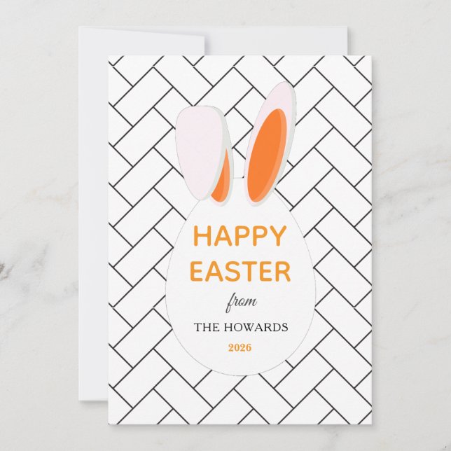 Elegant Modern Patterns Happy Easter Photo Holiday Card (Front)