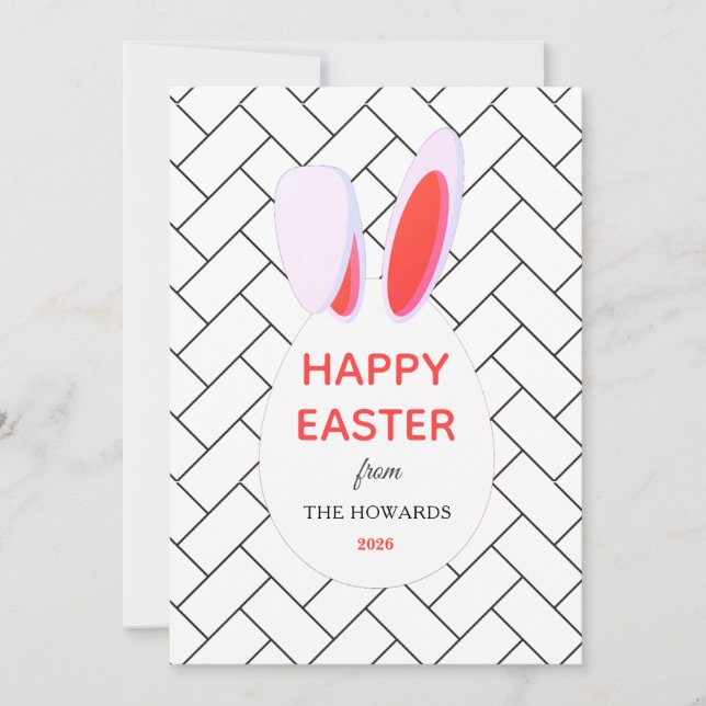 Elegant Modern Patterns Happy Easter Photo Holiday Card (Front)