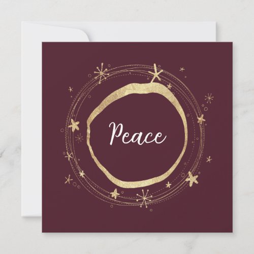 Elegant Modern Peace Gold Star Holiday Card