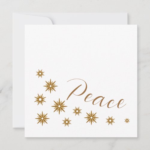 Elegant Modern Peace Gold Star Holiday Card