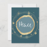 Elegant Modern Peace Gold Star Holiday Card