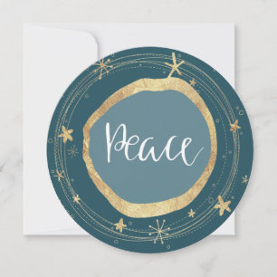 Elegant Modern Peace Gold Star Holiday Card