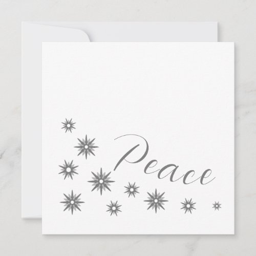 Elegant Modern Peace Silver Snowflakes Holiday Card