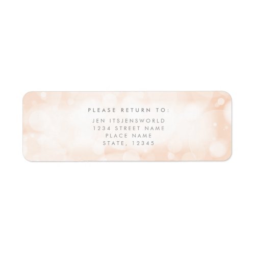 Elegant Modern Peach Sparkly Bokeh Return Address Label