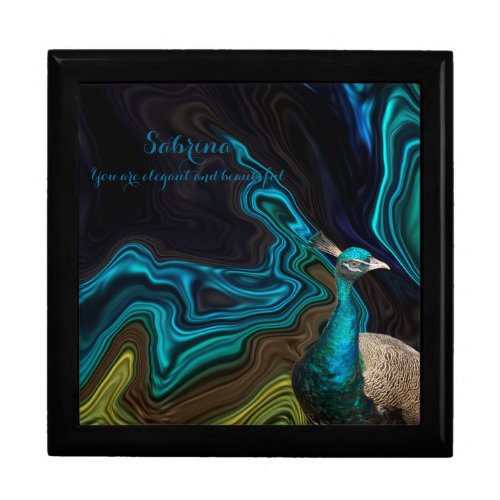 Elegant modern peacock teal add text  name gift box