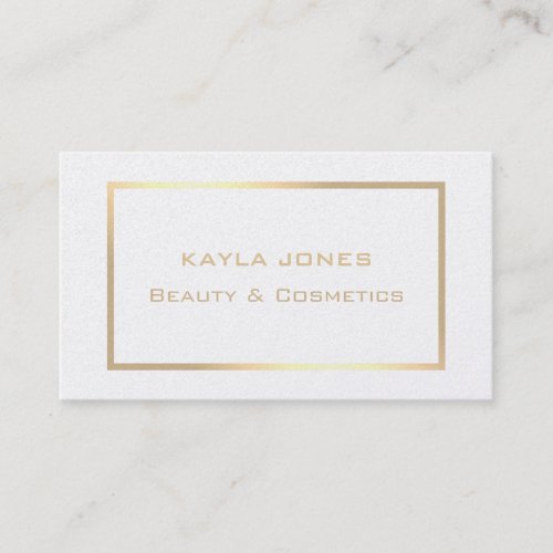 Elegant Modern Pearl White Gold Frame Professional Business Card