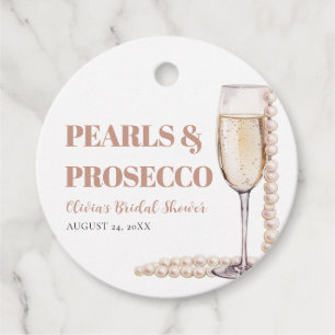Elegant Modern Pearls and Prosecco Bridal Shower Favor Tags