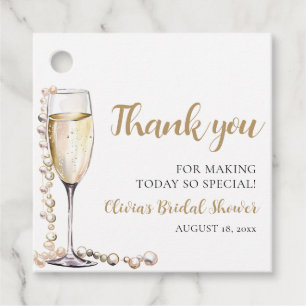 Elegant Modern Pearls and Prosecco Bridal Shower Favor Tags