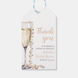 Elegant Modern Pearls and Prosecco Bridal Shower Gift Tags