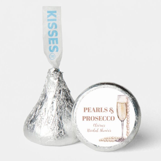Elegant Modern Pearls and Prosecco Bridal Shower Hershey®'s Kisses® (Front)