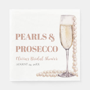 Elegant Modern Pearls and Prosecco Bridal Shower Napkins