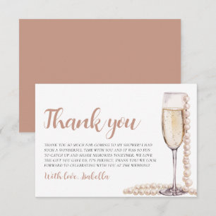 Elegant Modern Pearls and Prosecco Bridal Shower Thank You Card
