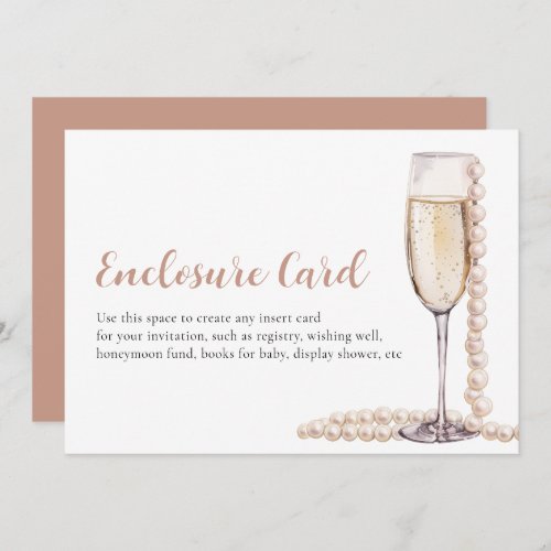 Elegant Modern Pearls and Prosecco Enclosure Card