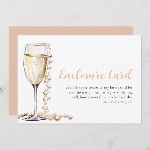 Elegant Modern Pearls and Prosecco Enclosure Card