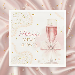 Elegant Modern Pearls & Prosecco Bridal Shower Napkins