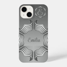 Elegant Modern Peeking Heart Monogram iPhone 14 Ca