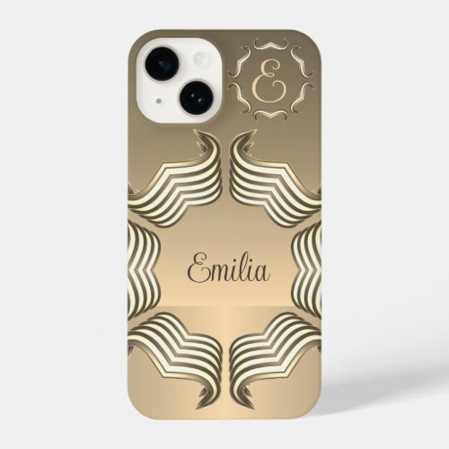 Elegant Modern Peeking Heart Monogram iPhone 14 Case