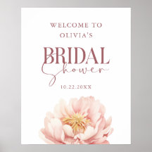 Elegant Modern Peony Floral Welcome Bridal Shower