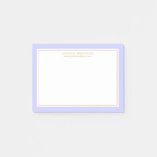 Elegant Modern Periwinkle Gold Border Personalized Post-it Notes