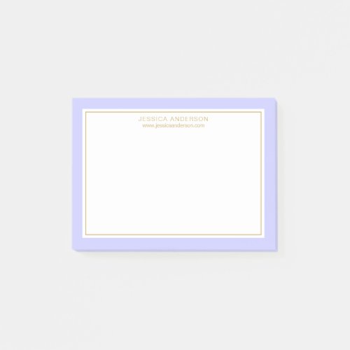 Elegant Modern Periwinkle Gold Border Personalized Post_it Notes