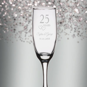 Elegant Modern Personalized 25th Anniversary Gift Champagne Flute