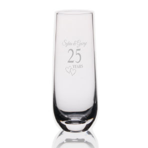 Elegant Modern Personalized 25th Anniversary Gift Stemless Champagne Flute