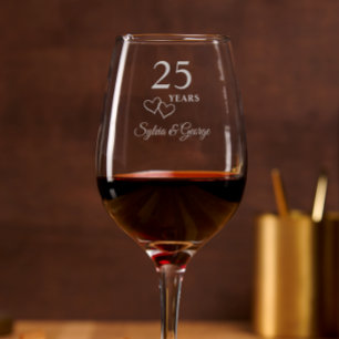 Elegant Modern Personalized 25th Anniversary Gift Wine Glass