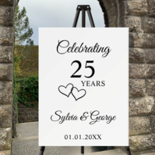 Elegant Modern Personalized 25th Anniversary Party Foam Board