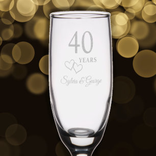 Elegant Modern Personalized 40th Anniversary Gift Champagne Flute