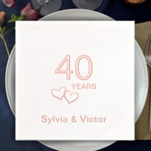 Elegant Modern Personalized 40th Anniversary Party Foil Napkins