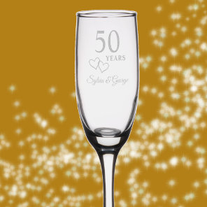 Elegant Modern Personalized 50th Anniversary Gift Champagne Flute